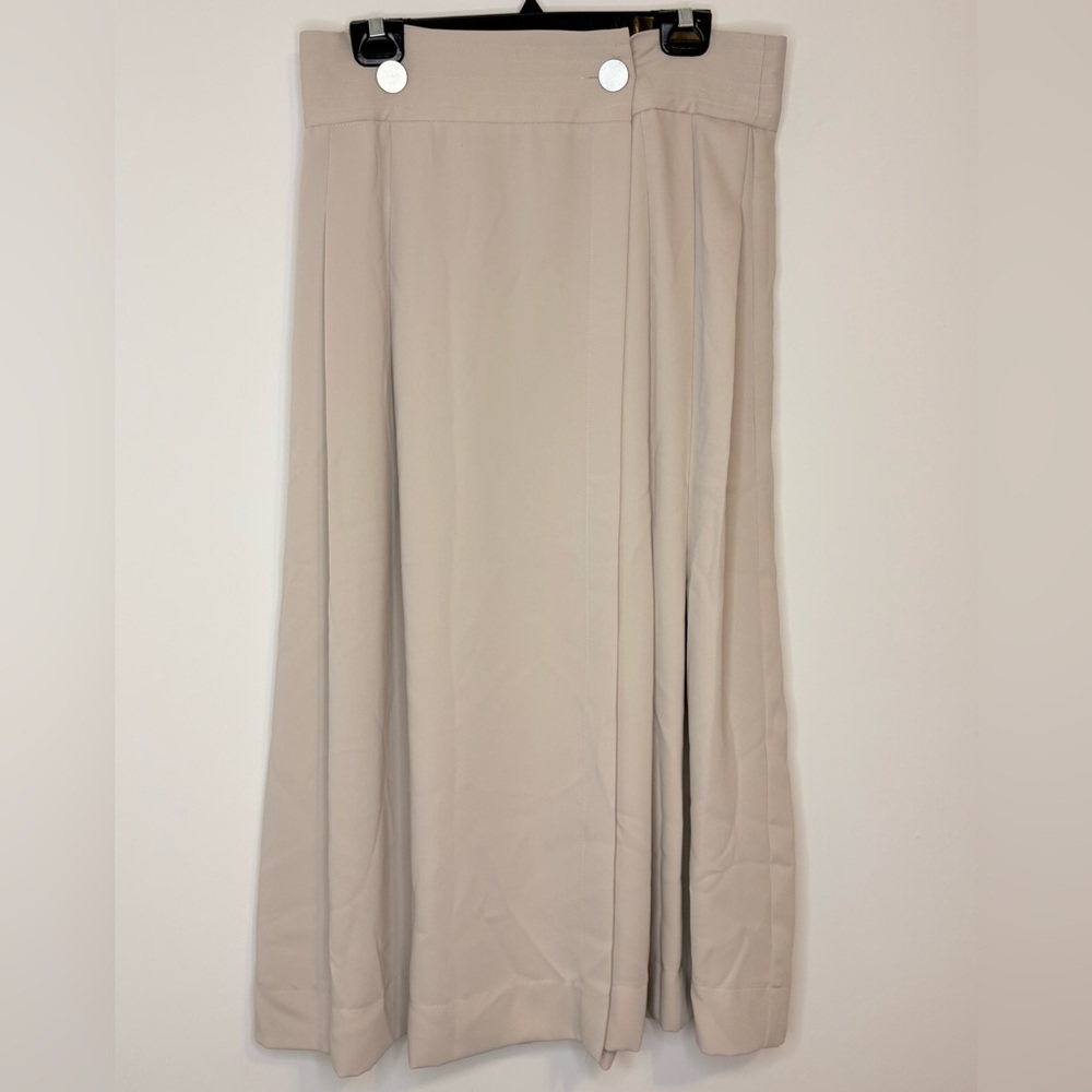 Esprit Cream Wrapped Pleated Midi Skirt